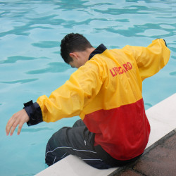 lifeguard pool training clothes anorak red yellow