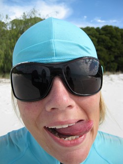 lycra swim suit with sun hood