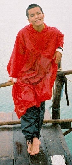 wet poncho ShellTA on the beach