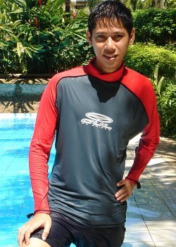 pool swim shirt red grey boracay