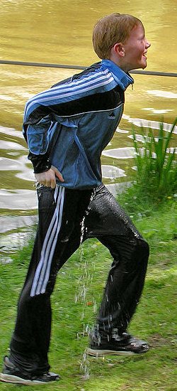 Swimming Training in Tracksuit